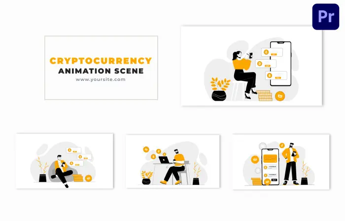 Cryptocurrency Investment Vector Cartoon Animation Scene